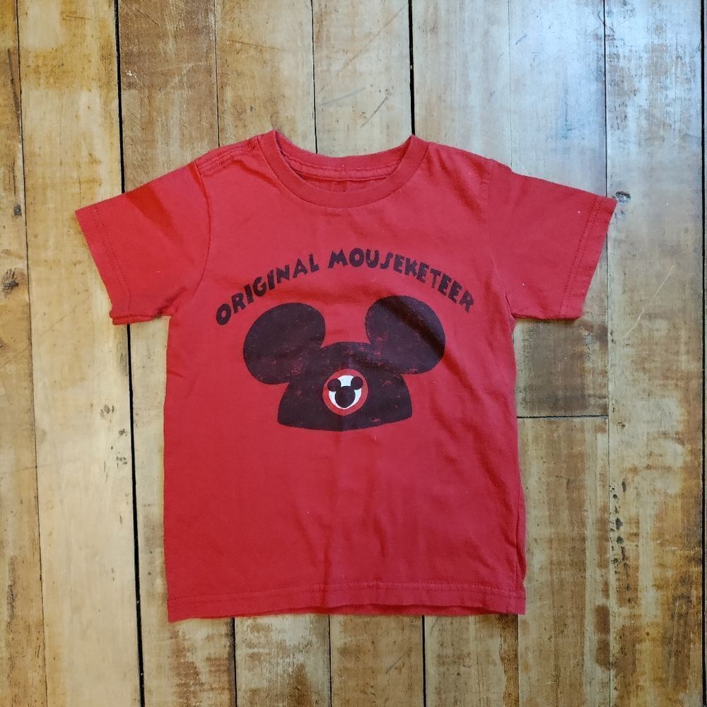 Disney shirt 4 Mouseketeer short sleeve shirt red black mouse ears mickey mouse